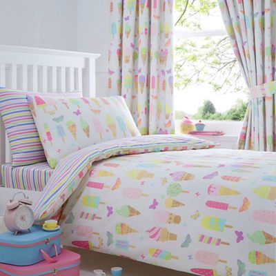 Kids' white 'Ice creams' duvet cover and pillow case set